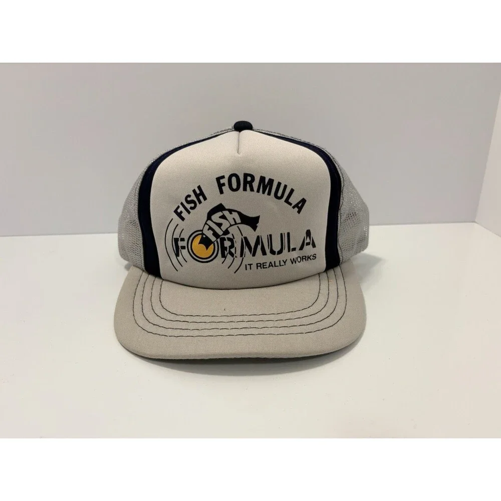 FISH FORMULA SnapBack Hat Trucker VTG 60% Cotton Gray OSFA It Really Works.